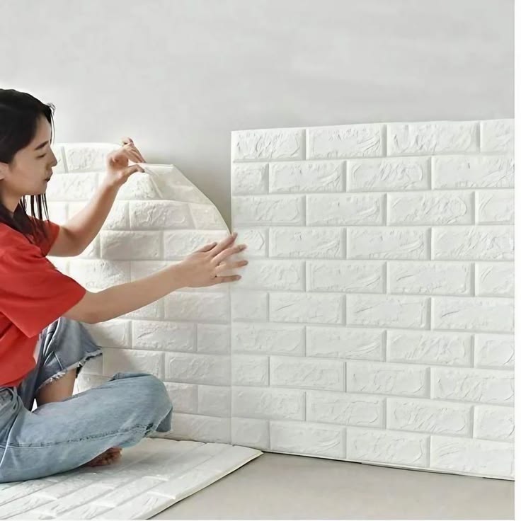[PACK OF TWO 2 ] 3d Brick Wall Sticker Sheet (70cm x 77cm)