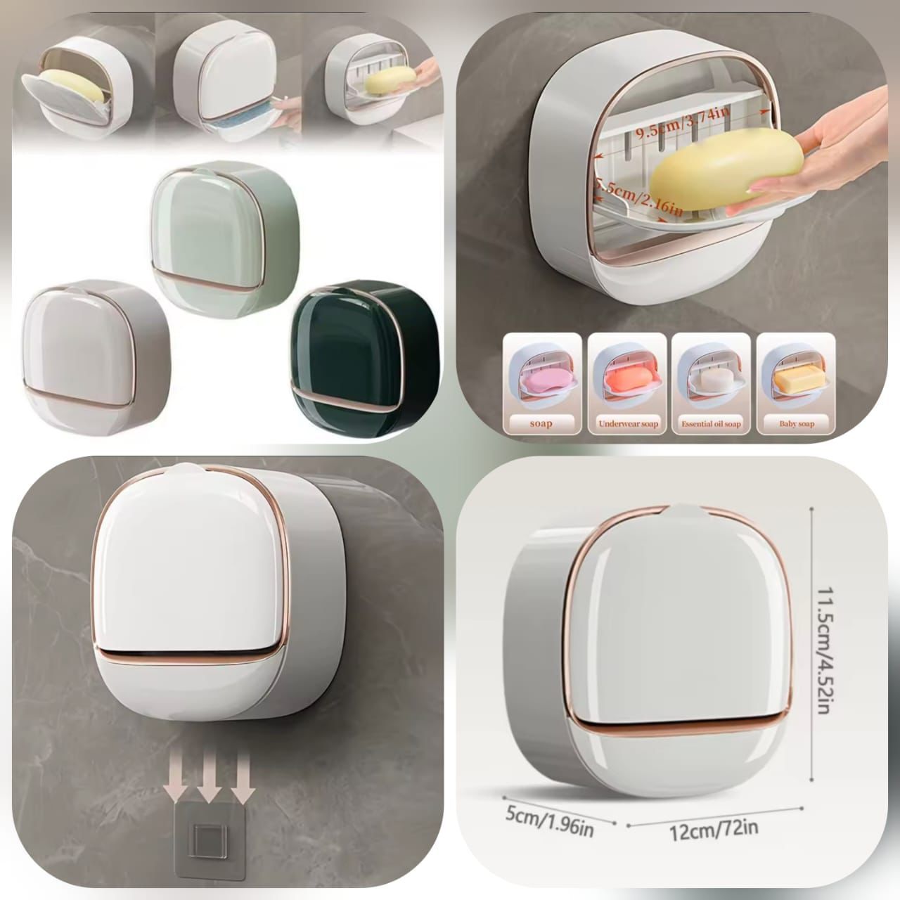 [PACK OF TWO 2]  Soap Box Wall Mounted Light Luxury Soap Holder