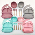 5 Pcs Set Baby Feeding Plates Cartoon Dinner Plate Set With Divided Plate, Fork And Spoon