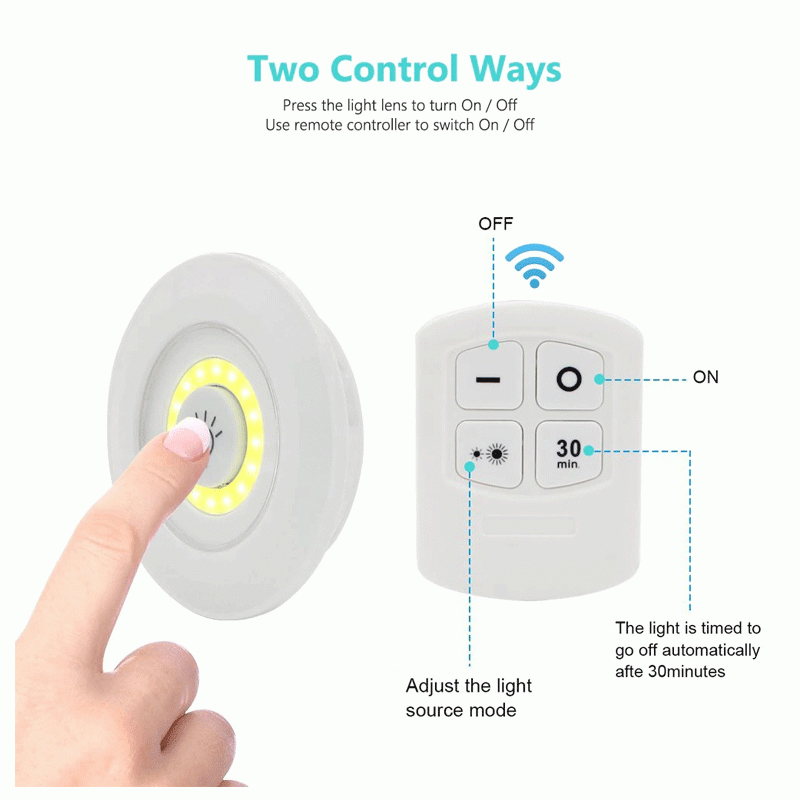 Pack Of 3 LED Remote Control Lights | Tap Light For Cabinet